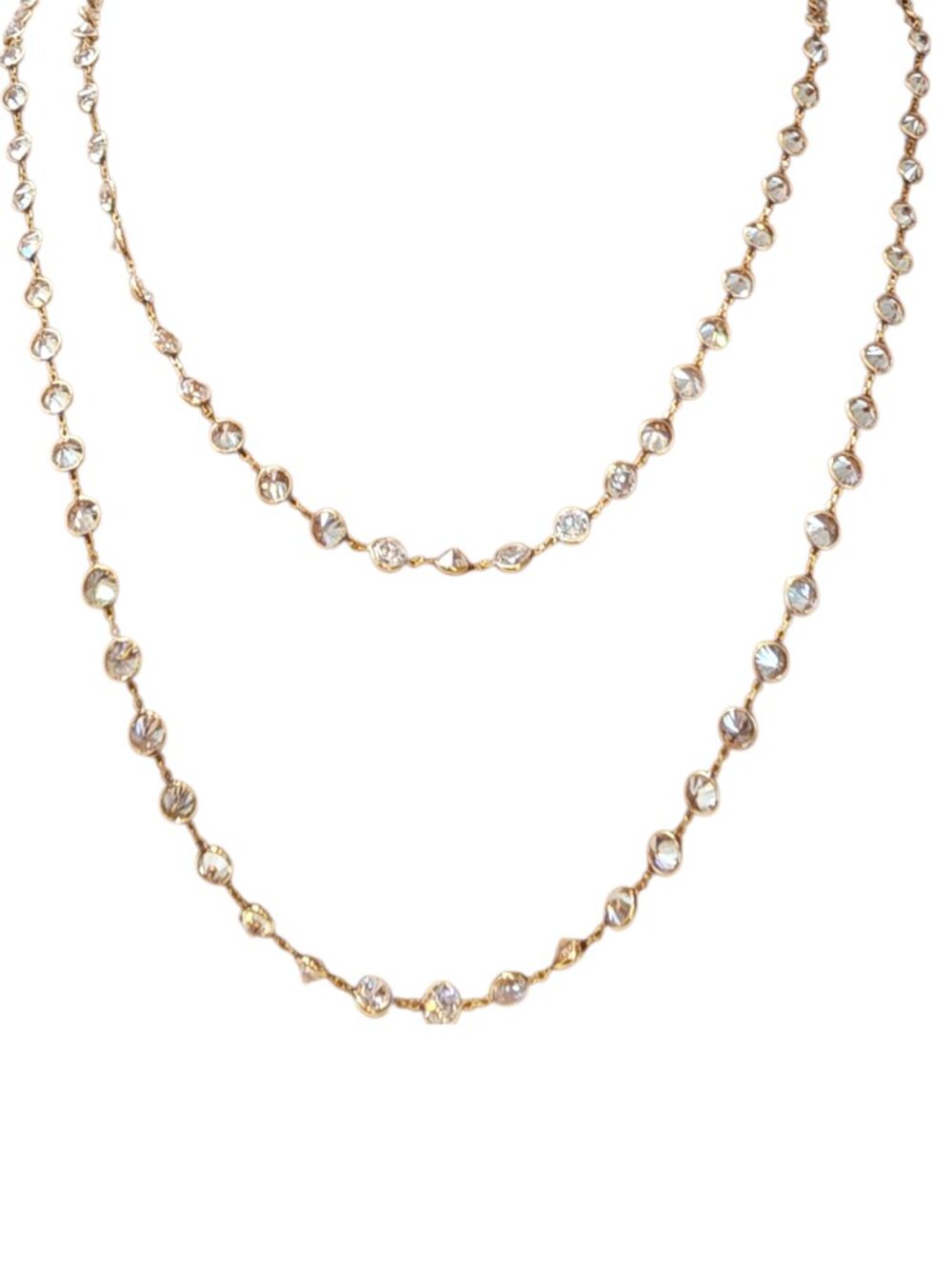14K Yellow Gold Cubic Zirconia Long Chain Necklace 50" #25633